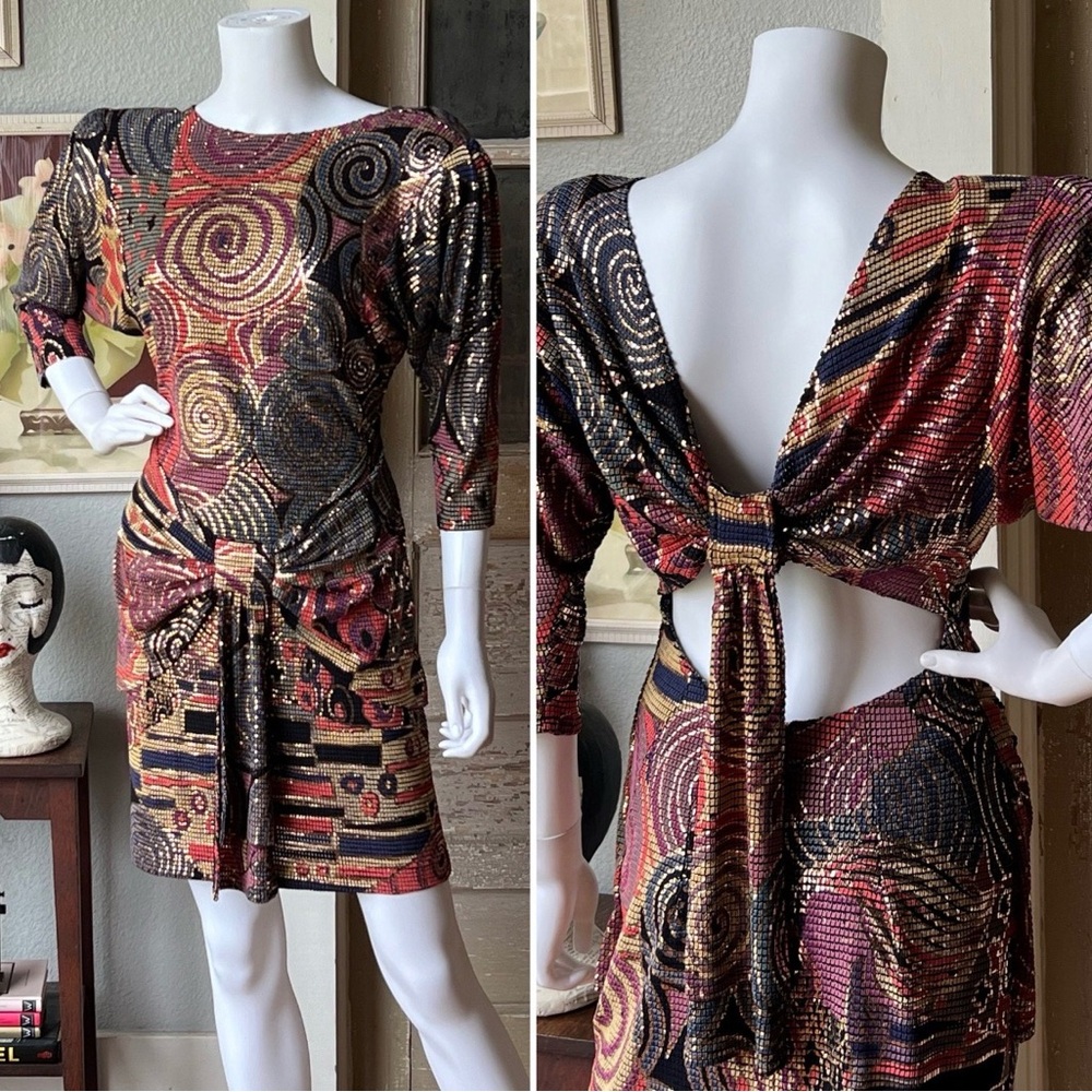 Vintage Janine Italy Sequin Dress Medium Rachel Zoe! - Picture 6 of 8